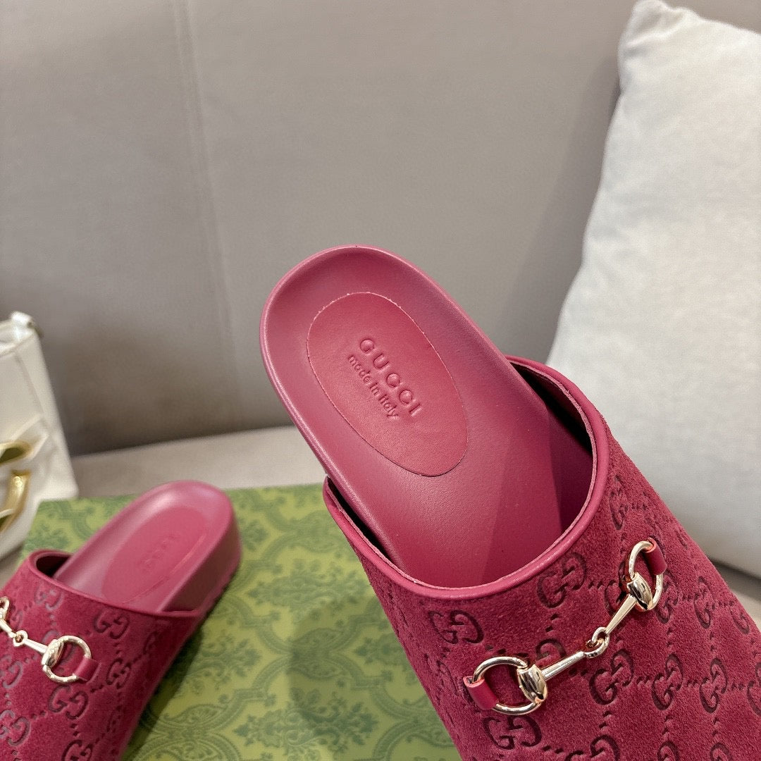 GG Suede Slides- Pink