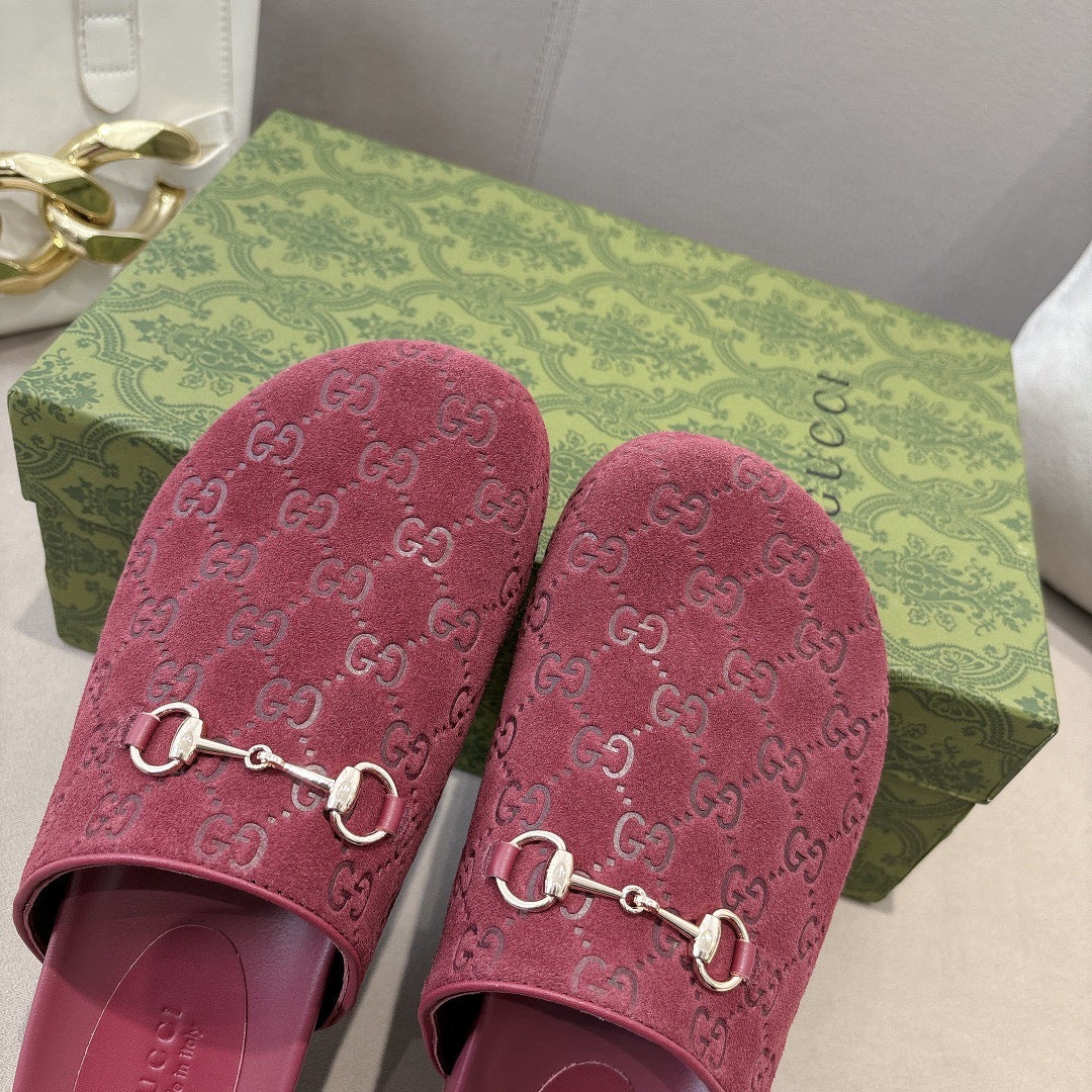 GG Suede Slides- Pink